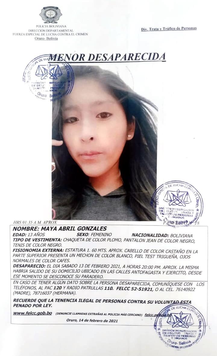 Desaparecida Maya Abril Gonzales