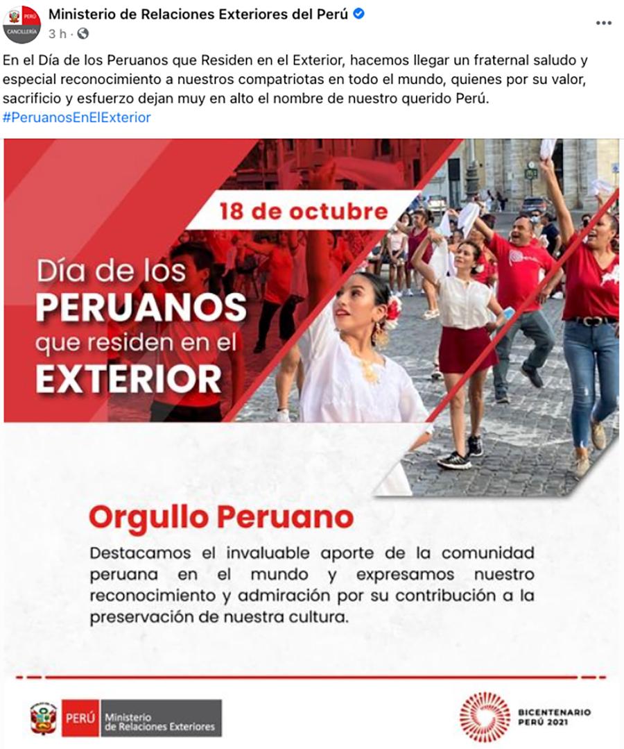 18 de outubro - Dia dos Peruanos no Exterior